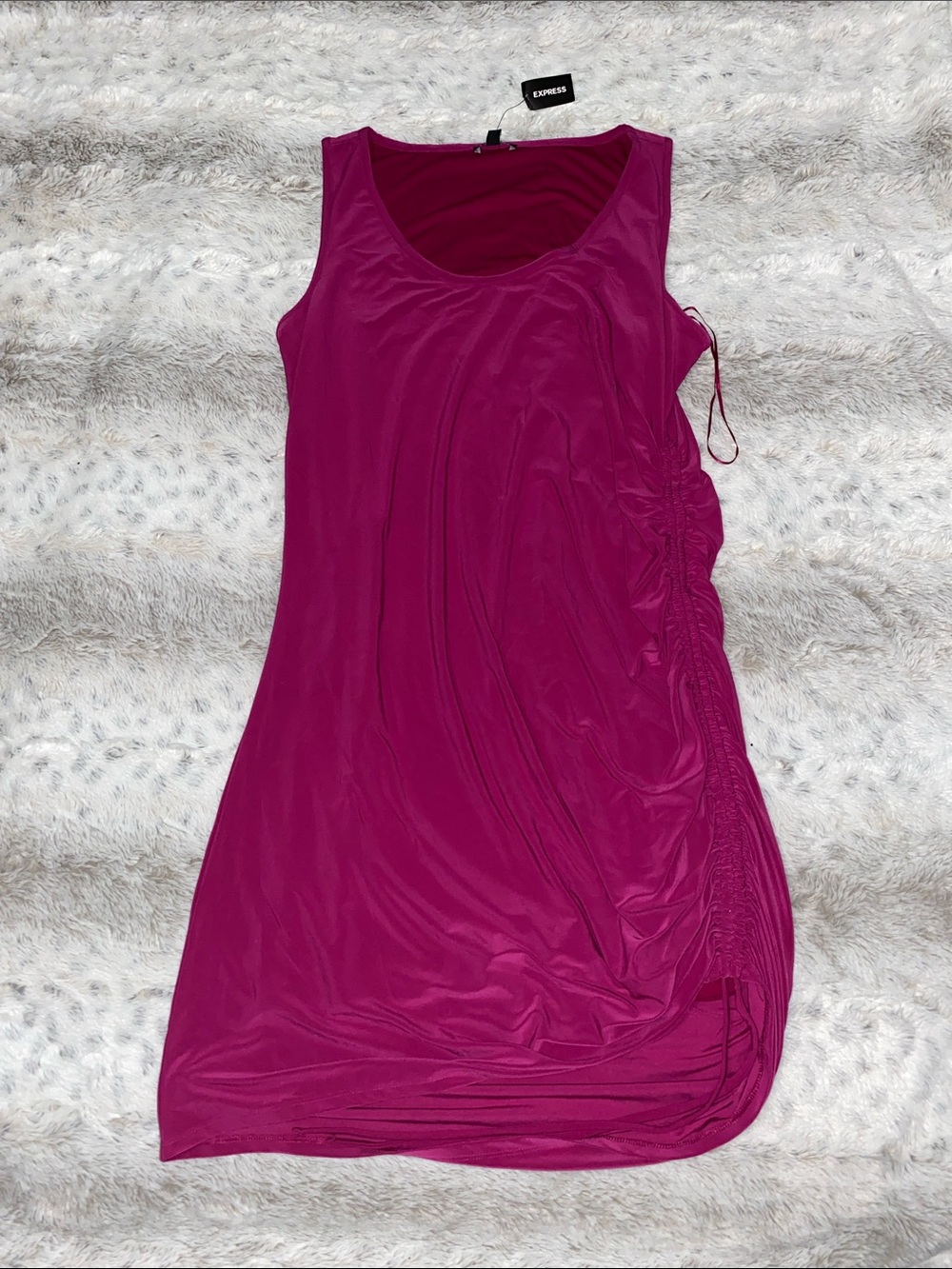 Express Magenta Sleeveless Ruched Side Tank Dress